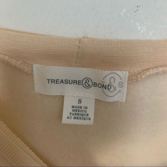 Treasure & Bond Tan Bleached Soft Raw Edge Sweatshirt Size Small - Picture 6 of 7